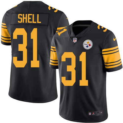Men Pittsburgh Steelers #31 Shell Nike Black Vapor Color Rush Limited NFL Jersey
